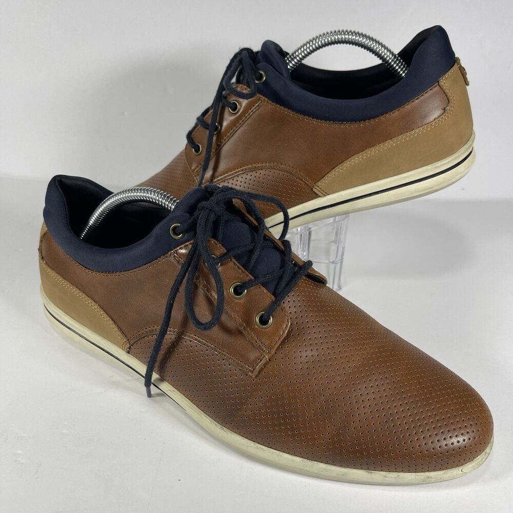 ALDO Men’s Perforated Brown Leather Fashion Sneakers - Size 10